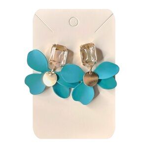Blue Floral Statement Earrings